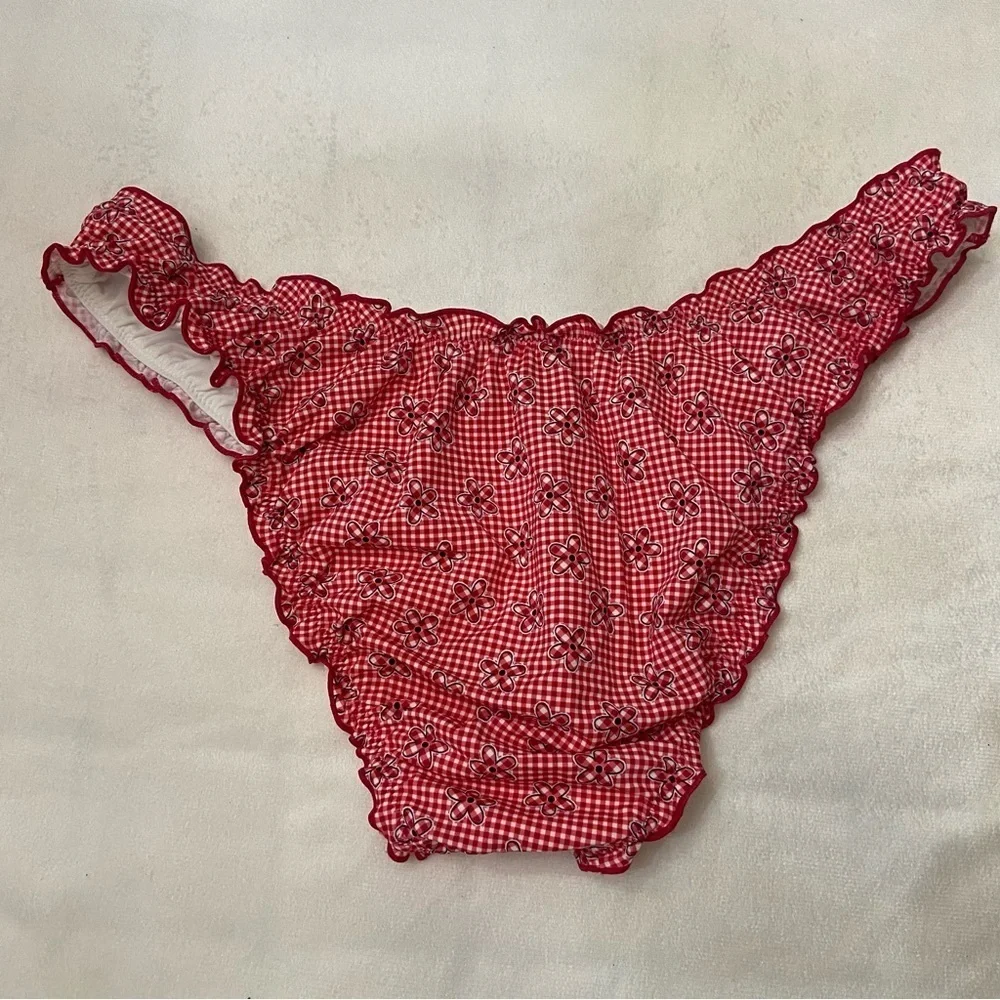 New! Frankie's Bikinis x PINK Red and White sweetwater Cheeky Bikini 3737